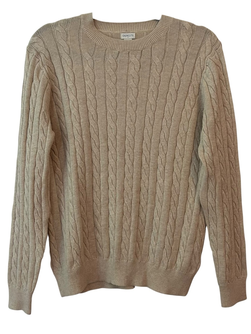 NWT J CREW CREWCUTS Classic cable cotton sweater Boy’s SZ XL 12-14 in Beige